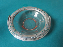 BRIDAL BASKET PINK DEPRESSION GLASS WITH SILVERPLATE RIM HANDLE [gl-10]  - £97.34 GBP