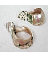 2 Antique Souvenir Real Seashell Napkin Rings From Atlantic City Wear - $26.24