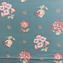 1 Yard VTG Blue Cotton Fabric Joan Kessler Concord Fabrics Pink Floral - $10.80