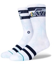 Stance Utah Jazz Dyed Infiknit Casual Crew Socks Mens M (6-8.5) White Blue - £10.87 GBP