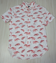 J Crew Mercantile Flex Small button front white red lobster print shirt - $12.86