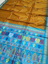 Pure tussar silk Handwoven Dolabedi pallu Hand temple border Tussar Silk... - $1,093.66 CAD