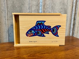 Vintage Pacific Northwest Salmon Wooden Box - £19.18 GBP
