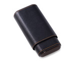 Bey Berk Black Leather &quot;Ebony&quot; Wood  Cedar Lined Telescoping Three Cigar... - $46.95