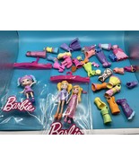 Large Polly Pocket Style Mini Barbie Lot 3.5&quot;  3 Figures  Accessories 43... - £11.94 GBP