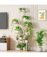 Indoor Plant Stand with White Metal Frame and Wood Finish Shelves - $292.59 CAD