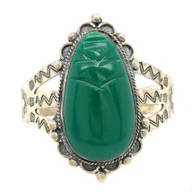 Vintage Signed Sterling Southwest Carved Green Stone Aztec Face Mask Bracelet 7 - $193.05