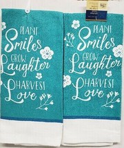 2 Same Printed Kitchen TOWELS(15&quot;x25&quot;)PLANT Smiles,Grow Laughter,Harvest Love,Gr - £8.69 GBP