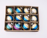 Lot 12 Shiny Brite Mercury Glass Christmas Ornament Lot Stripe Balls Orb... - £55.14 GBP