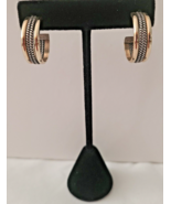 Half Hoop Pierced Earrings Two Tone Sterling Silver and 1/20 12K Yellow Gold - $119.99