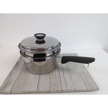 Vintage Regal Ware 18-8 Steel 3 Qt Saucepan Double Boiler &amp; Lid - $34.96