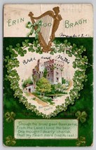 St Patrick&#39;s Day Clover Heart Blarney Castle Erin Go Bragh Postcard H22 - £3.15 GBP