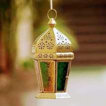 10-Inch Golden Moroccan Hanging Lantern to Illuminate Your Space with El... - £30.33 GBP