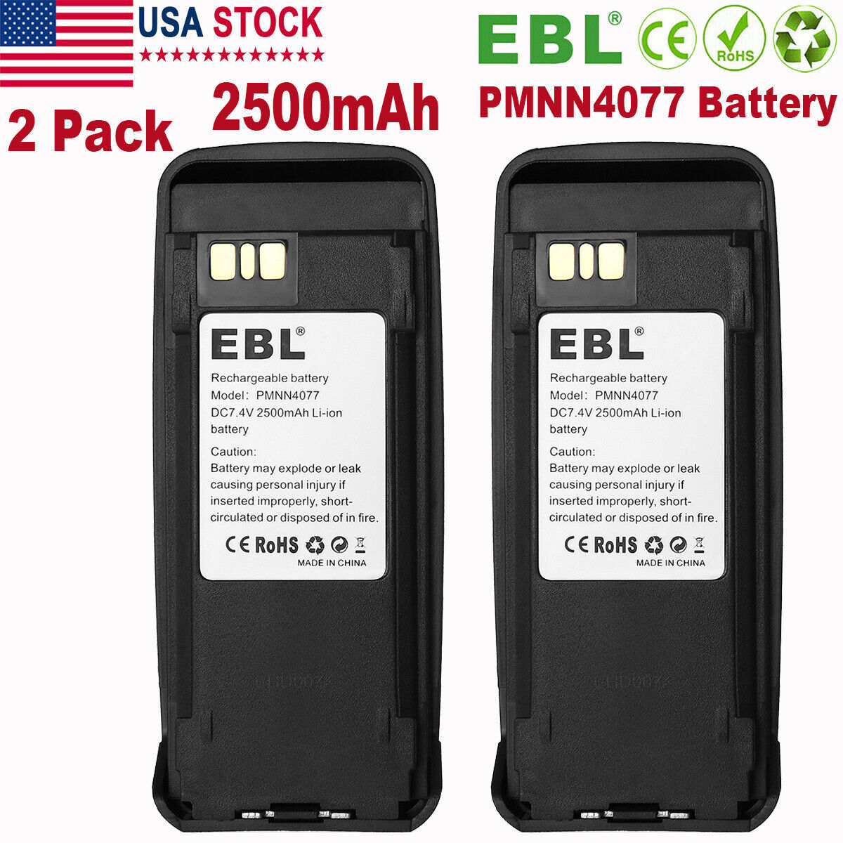 2 Pcs Pmnn4077 Li-Ion Radio Battery For Motorola Xpr6550 Xpr6500 Xpr6300 Xpr6350 - $84.99