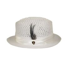 Men's BRUNO CAPELO Stingy Brim Fedora Braid Straw Hat Santa Cruz SC615 White image 2