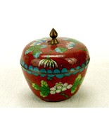 Enameled Copper Trinket Box, Chinese Cloisonne, Vintage, Floral Pattern,... - $29.35