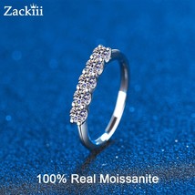 3MM Sterling Silver 0.5CT Moissanite Half Eternity Wedding Band Ring For Women 5 - £25.51 GBP