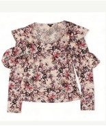 Ladies Guess Pink Floral Ruffled Blouse Sz M - $37.05 CAD