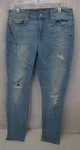 7 For All Mankind  Ankle Guenevere Skinny Distressed Jeans Sz 32/27 Neve... - £35.24 GBP