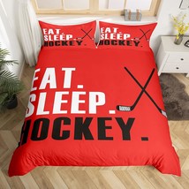 Ice Hockey Comforter Cover Set Hockey Sports Event Bedding Set For Boys Girls Wo - £25.53 GBP