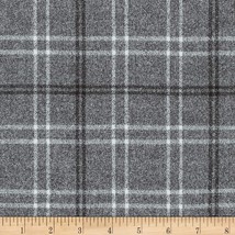 Mammoth Flannel Gray Plaid Check Double Sided Flannel Fabric by the Yard D283.38 - £11.78 GBP