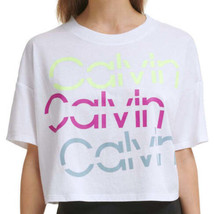 Calvin Klein Womens Performance Sliced Logo Cropped T-Shirt,Melrose Size:Large - £29.97 GBP