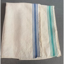 Vintage Cotton Tea Towels with Blue &amp; Green Stripes set of 2 - $23.23 CAD