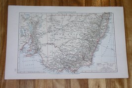 1896 Original Antique Map Of New South Wales Victoria Sydney Melbourne Australia - $25.01