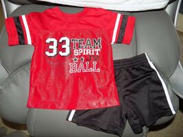 Faded Glory 2pc Set Red/Black Basketball Short Set Size 12 months Boy's NEW - $17.80
