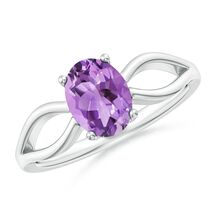 ANGARA Amethyst Solitaire Split Shank Ring in Sterling Silver (Size-8x6mm) - $333.65+