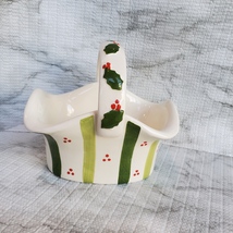 Christmas Planter, Ceramic Basket with Holly, Andrea West for Sigma Tast... - $16.99
