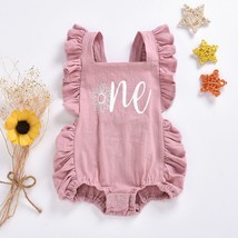 1st Birthday girl ruffle baby romper outfit, Baby romper one spring outf... - £19.69 GBP