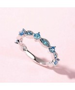 2Ct Round Cut Lab Created Aquamarine Wedding Ring 14k White Gold Plated ... - $137.19