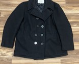 US Navy Pea Coat 100% Wool Military Men’s Sz 46 USA Made Black Double Br... - $94.99