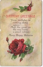 Greetings Postcard Birthday Red Rose Many Happy Returns - $2.96