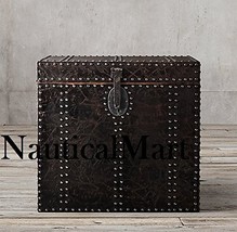 19TH C. LEATHER CARRIAGE TRUNK SIDE TABLE - £1,946.12 GBP