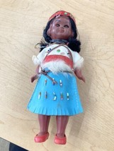 Vintage Native American Girl Leather Beaded Sleepy Eyes Papoose With Twins 1960’ - £55.20 GBP