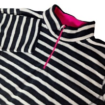 Woman Within 1/4 Zip Fleece Pull Over Size 26/28 2X Black White Striped Winter - £26.82 GBP