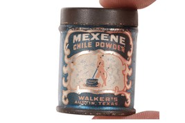 c1920 Austin Texas Miniature Sample Tin Mexene Chili Powder - $88.36
