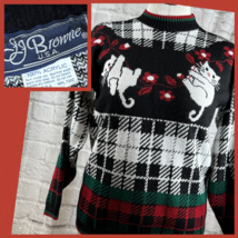 Vintage 1980s JJ Browne USA Métallique Chatons Femmes XL Chats Laid Noël... - $30.91