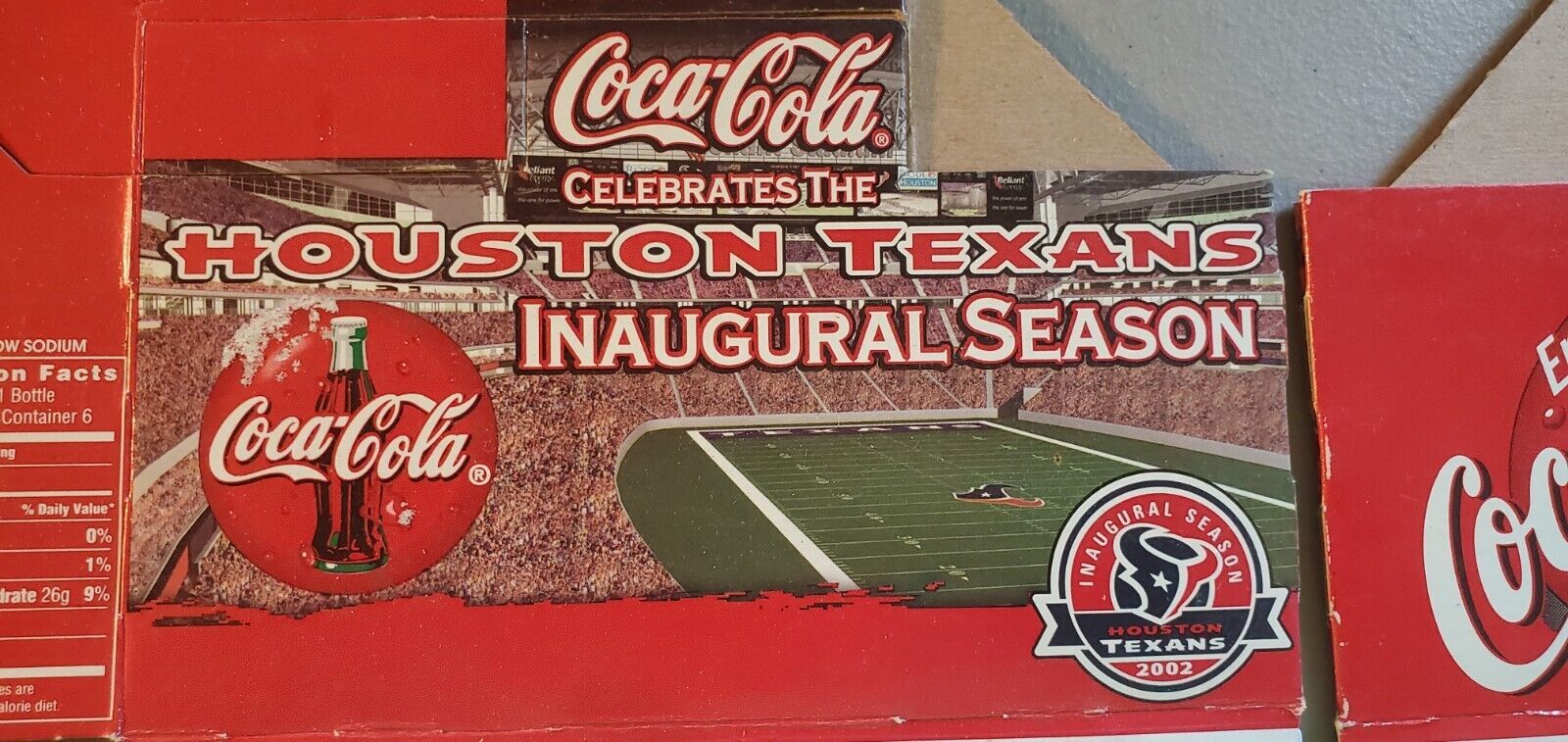 Coca Cola Cardboard Carton Houston Texans Inaugural Season - £14.92 GBP