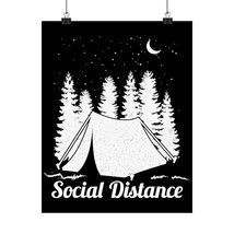 Minimalist Print Poster Camping Illustration &quot;Social Distance&quot; - £11.33 GBP+