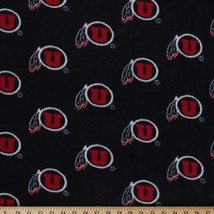 Fleece College University of Utah Utes Print Fleece Fabric - Black A605.16 - £5.57 GBP