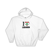 I Love Lebanon : Gift Hoodie Flag Heart Country Crest Lebanese Expat - £28.76 GBP