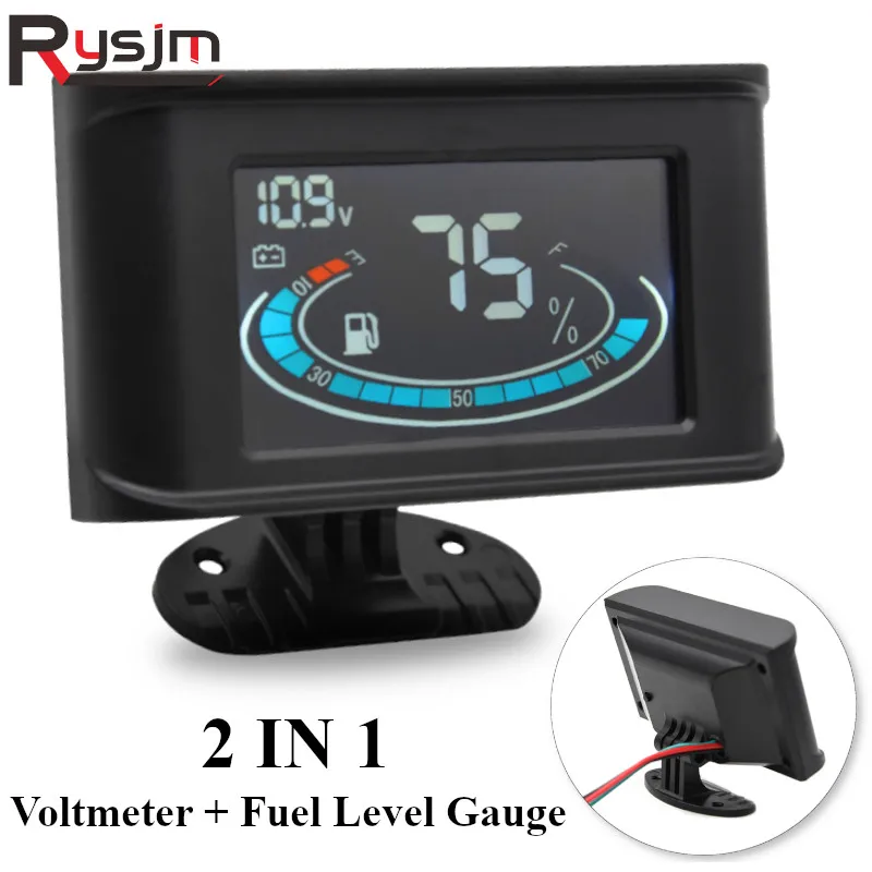 High quality 2 in 1 12v/24v LCD Car Digital Horizontal gauge Voltmeter + Fuel - £19.18 GBP