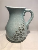 Decorative Pitcher Vase Light Blue Crackle 11.5” Ceramic Vintage Looking Vase - £8.11 GBP