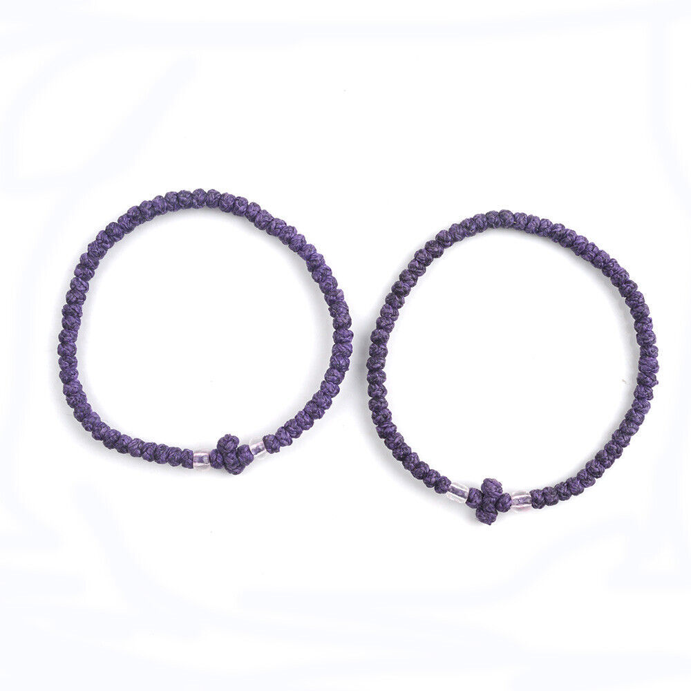 Handmade Purple Greek Orthodox Prayer Rope Waxed Komboskini Chotki Meque... - $7.25