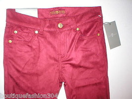 New Girls Jeans Skinny 7 for all mankind 14 NWT Pants Red Velour Velvet Leggings - £70.64 GBP