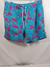 NWT Maamgic Swim Trunks Flamingo Shorts Mesh Mens Size Large Blue Pink - £12.89 GBP
