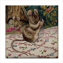 Mouse Sewing Beatrix Potter Art Backsplash Decorative Border Ceramic Craft Tile - £11.97 GBP